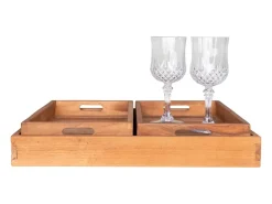 Sale House Nordic 3 bandeja de teca natural Marru00f3n