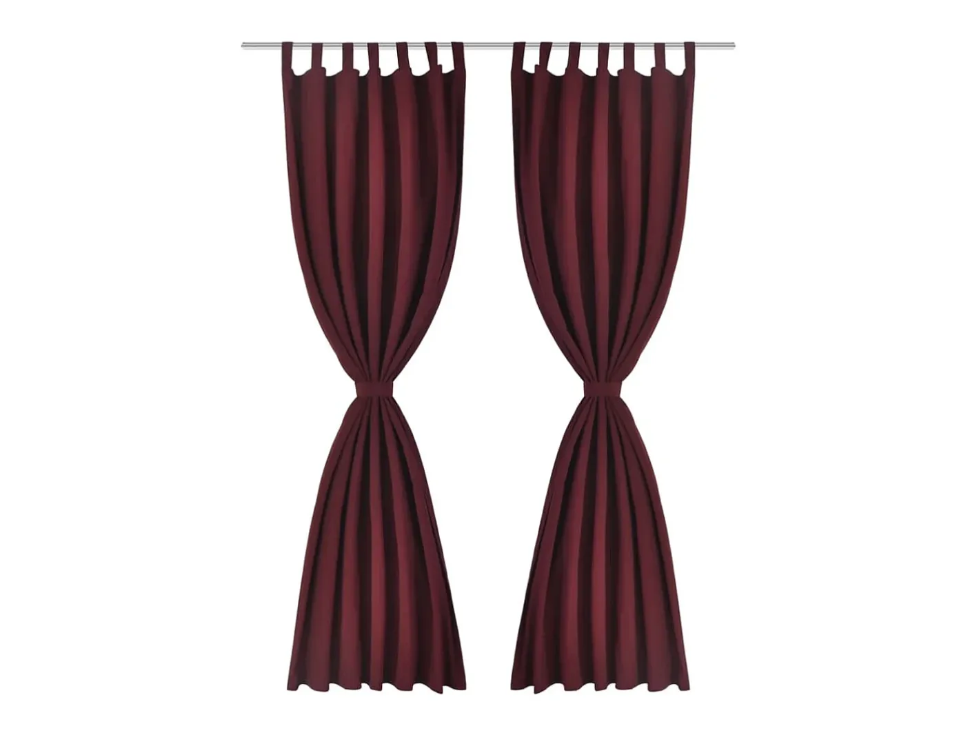 Ropa De Casa-2 cortinas micro-satinadas con trabillas color burdeos, 140 x 245 cm ES710034 Rojo