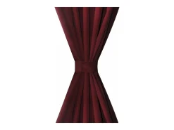 2 cortinas micro-satinadas con trabillas color burdeos, 140 x 175 cm ES745085 Rojo New