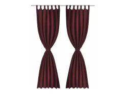 2 cortinas micro-satinadas con trabillas color burdeos, 140 x 225 cm ES242408 Rojo Online