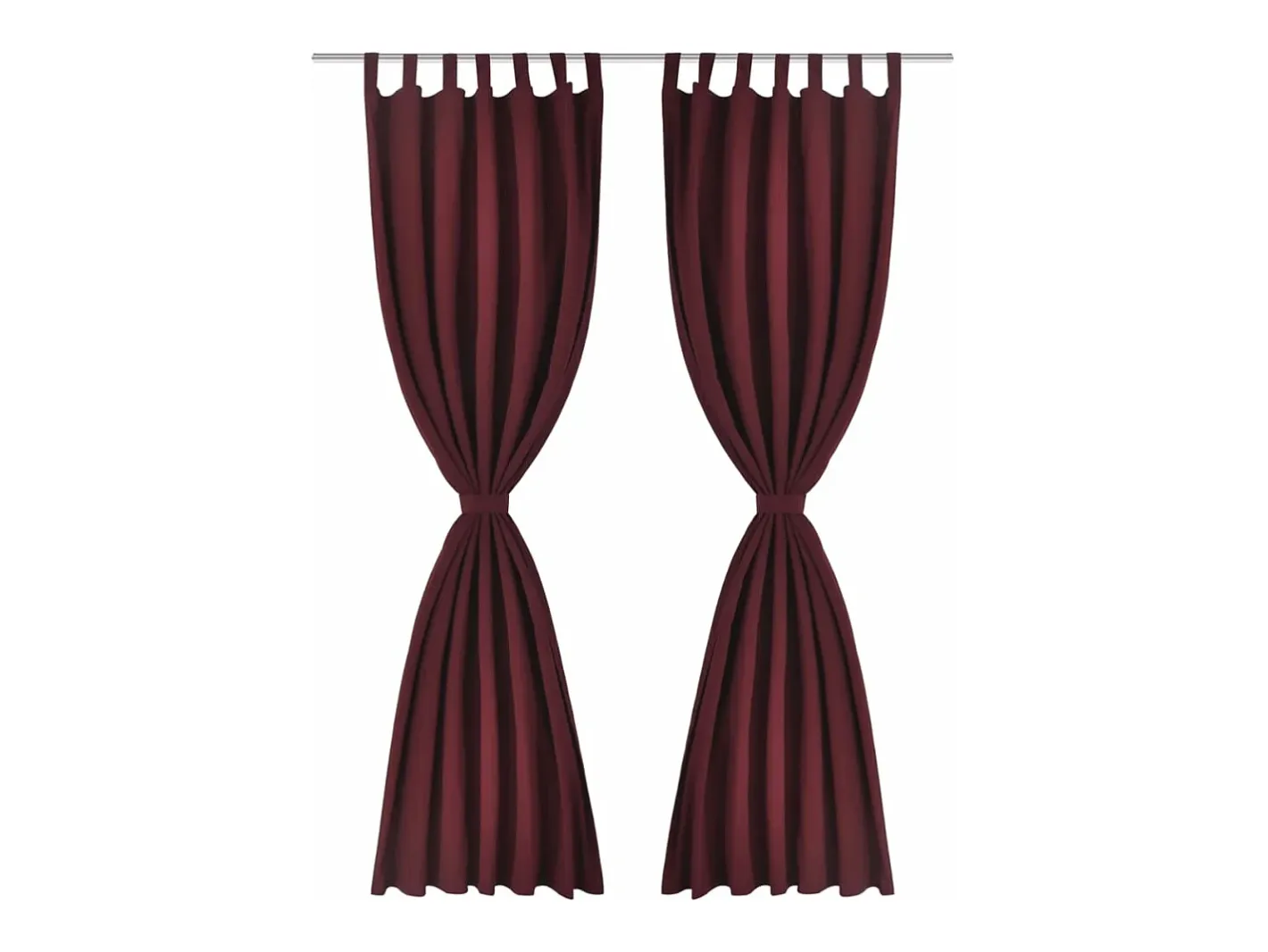 2 cortinas micro-satinadas con trabillas color burdeos, 140 x 225 cm ES242408 Rojo Online