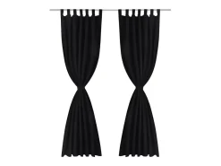 Best 2 cortinas negras micro-satinadas con trabillas, 140 x 245 cm ES359441 Negro