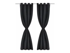 2 cortinas negras oscuras con anillas metálicas, blackout 135 x 245 cm ES369752 Negro Clearance