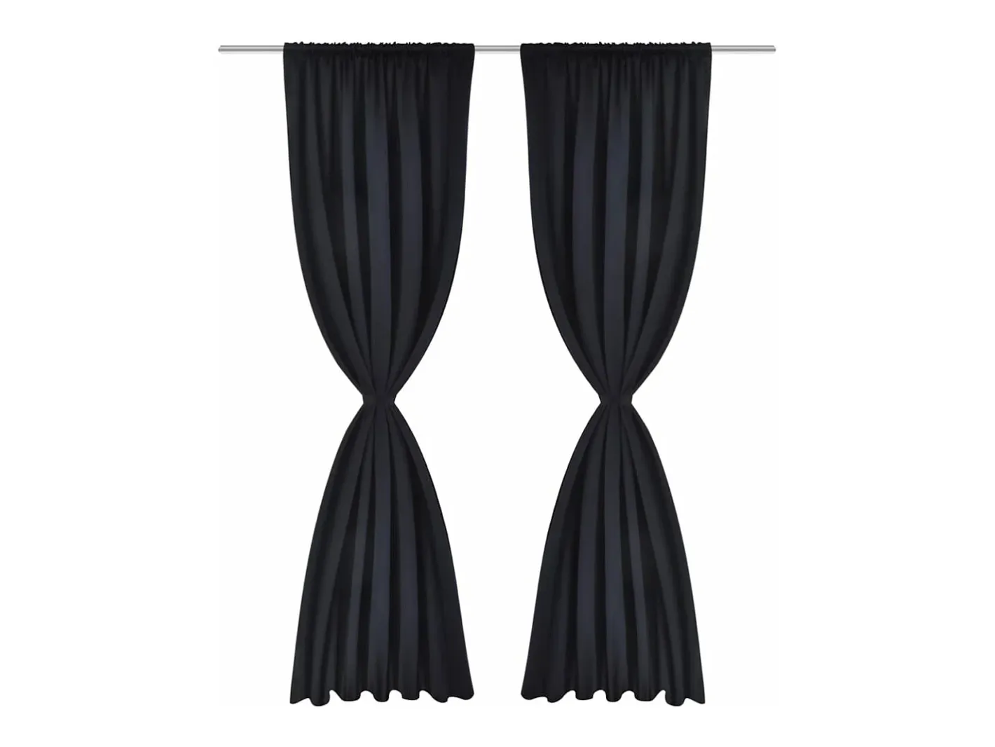 2 cortinas negras oscuras con jaretas, blackout 135 x 245 cm ES866848 Negro