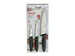 Richardson Sheffield Advantage - Juego de 3 cuchillos : cuchillo de pelar, cuchillo útil y cuchillo cocina Negro / Plateado Clearance