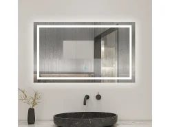Espejo-AICA Espejo 100 x 70 cm ,rectangular ,luz led,antivaho y brillo regulable,función de memoria agapada Transparente
