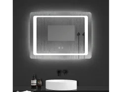 AICA espejo 80 x 60 cm ,rectangular ,luz led,antivaho y brillo regulable,función de memoria agapada Transparente Outlet