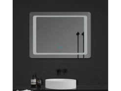 AICA espejo 80 x 60 cm ,rectangular ,luz led,antivaho y brillo regulable,función de memoria agapada Transparente Outlet
