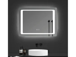 AICA espejo 80 x 60 cm ,rectangular ,luz led,antivaho y brillo regulable,función de memoria agapada Transparente Outlet