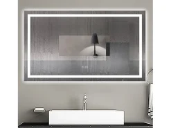 AICA espejo 120 x 70 cm,rectangular,con función antivaho,Bluetooth,espejo con luz de 3 colores,brillo ajustable,función de memoria agapada Transparente Hot