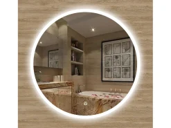 Espejo-AICA Espejo de baño con iluminación LED Espejo redondo,120 cm, antivaho, brillo ajustable, memoria de apagado Transparente