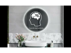 AICA Espejo de baño con iluminación LED Espejo redondo,60 cm, luz 3 colores, antivaho, brillo ajustable, memoria de apagado Transparente Online