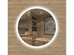 AICA Espejo de baño con iluminación LED Espejo redondo,60 cm, antivaho, brillo ajustable, memoria de apagado Transparente