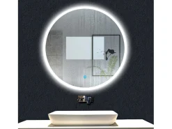 AICA Espejo de baño con iluminación LED Espejo redondo,70 cm,luz 3 colores, antivaho, brillo ajustable, memoria de apagado Transparente Best