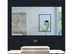 AICA Espejo de baño con luz LED,100 x 60 cm,luz led+ antivaho+ brillo ajustable+ función de memoria agapada Transparente Clearance