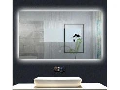 AICA Espejo de baño con luz LED,100 x 60 cm,luz led+ antivaho+ brillo ajustable+ función de memoria agapada Transparente Clearance