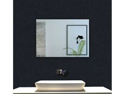 Espejo-AICA Espejo de baño con luz LED,70 x 50 cm,luz led+ antivaho+ brillo ajustable+ función de memoria agapada Transparente