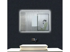 Espejo-AICA Espejo de baño con luz LED,70 x 50 cm,luz led+ antivaho+ brillo ajustable+ función de memoria agapada Transparente