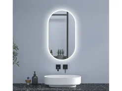 Hot Aica Espejo de baño LED 500 x 900 mm, ovalado, antivaho, luminosidad regulable Transparente