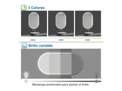 Hot Aica Espejo de baño LED 500 x 900 mm, ovalado, antivaho, luminosidad regulable Transparente