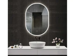 Aica Espejo-Espejo de baño LED 50 x 90 cm, ovalado, antivaho, luminosidad regulable Transparente