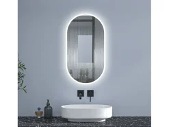 Aica Espejo de baño LED 500 x 1000 mm, ovalado, antivaho, luminosidad regulable Transparente Hot