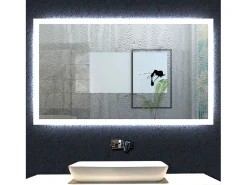 Aica Espejo-Espejo de baño LED 120×70cm,antivaho,interruptor táctil Transparente