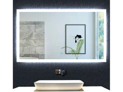 Aica Espejo-Espejo de baño LED 120×70cm,antivaho,interruptor táctil Transparente