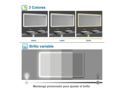 Aica Espejo-Espejo de baño LED 120×70cm,Bluetooth,antivaho Transparente