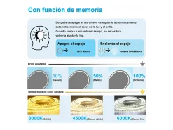 Clearance Aica Espejo de baño LED 60×80cm,reloj,antivaho,luminosidad regulable,ovalado Transparente