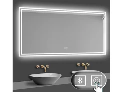 Aica Espejo de baño LED 140×80cm,Bluetooth,Antivaho Transparente Best