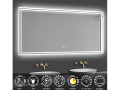 Aica Espejo de baño LED 140×80cm,Bluetooth,Antivaho Transparente Best