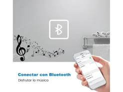 Aica Espejo-Espejo de baño LED 160×80cm,Reloj,Lupa,Bluetooth Transparente