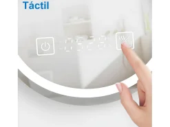 Aica Espejo de baño LED 50×70cm,reloj,antivaho,luminosidad regulable,ovalado Transparente Hot