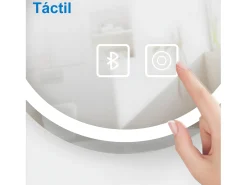 Discount Aica Espejo de baño LED 50×70cm, Bluetooth, antivaho, brillo ajustable Transparente