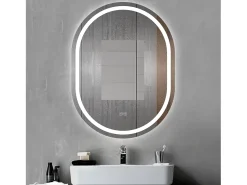 Discount Aica Espejo de baño LED 50×70cm, Bluetooth, antivaho, brillo ajustable Transparente