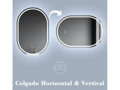 Discount Aica Espejo de baño LED 50×70cm, Bluetooth, antivaho, brillo ajustable Transparente