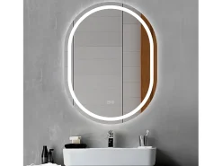 Discount Aica Espejo de baño LED 50×70cm, Bluetooth, antivaho, brillo ajustable Transparente