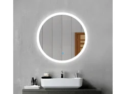 Online Aica Espejo de baño LED redondo 60cm,interruptor táctil,antivaho Transparente