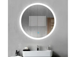 Online Aica Espejo de baño LED redondo 60cm,interruptor táctil,antivaho Transparente