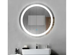 Discount Aica Espejo de baño LED redondo 60cm,antivaho,interruptor táctil Transparente