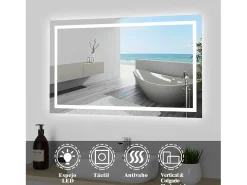 Aica Espejo de baño LED sin cobre 100×70cm,antivaho,interruptor táctil Transparente Outlet