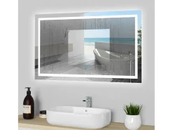 Aica Espejo de baño LED sin cobre 100×70cm,antivaho,interruptor táctil Transparente Outlet