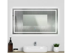 Aica Espejo-Espejo de baño LED sin cobre 100×80cm,antivaho,interruptor táctil Transparente