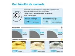 Aica Espejo de baño redondo LED 80×80cm, antivaho, luz tricolor regulable, función memoria Transparente Discount
