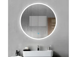 Aica Espejo-Espejo redondo de baño LED 80cm,antivaho,interruptor táctil Transparente