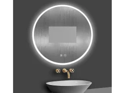 Aica Espejo-Espejo redondo de baño LED 60cm,antivaho,brillo ajustable Transparente