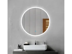 Aica Espejo-Espejo redondo de baño LED 100cm,antivaho,interruptor táctil Transparente