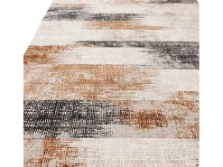 Alfombra abstracta - 200x290cm - , crema, negro - Kuza Lines Naranja