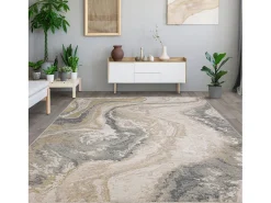 Outlet Alfombra abstracta - 120x180cm - gris, crema, oro - Seville Oro Beige